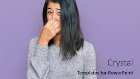  Presentation with bad breath - Slide set enhanced with beautiful-asian-young-woman-wearing background and a light blue colored foreground