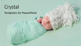  Presentation with newborn baby - Amazing presentation theme having beautiful asleep newborn baby backdrop and a soft green colored foreground