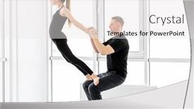  Presentation with athletes - Beautiful PPT theme featuring beautiful-athletes-performing-gymnastic-exercises backdrop and a white colored foreground