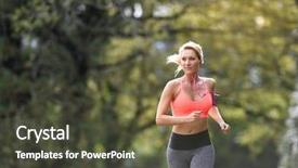  Presentation with running - Audience pleasing slide set consisting of beautiful athletic woman running backdrop and a dark gray colored foreground