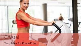  Presentation with stationary - Slide deck with beautiful-athletic-woman-training background and a coral colored foreground