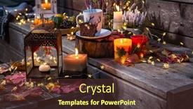  Presentation with autumn leaves - Presentation with beautiful-autumn-decoration-with-pumpkins background and a tawny brown colored foreground