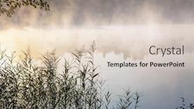  Presentation with fall lake - PPT layouts with fall landscape over foggy misty background and a lemonade colored foreground
