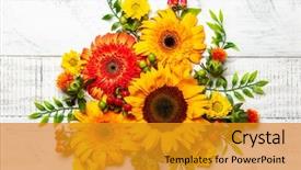  Presentation with white flowers - Beautiful slide deck featuring beautiful autumn flowers and berries backdrop and a gold colored foreground