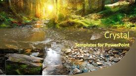  Presentation with tranquil - Cool new slide set with beautiful autumn landscape mountain river forest landscape tranquil waterfall scenery in the middle of green forest on sunset backdrop and a tawny brown colored foreground