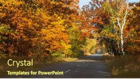  Presentation with road yellow - Colorful presentation design enhanced with beautiful-autumn-landscape backdrop and a tawny brown colored foreground