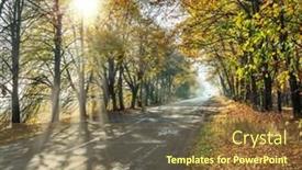 Presentation with road yellow - PPT theme consisting of beautiful-autumn-landscape background and a tawny brown colored foreground