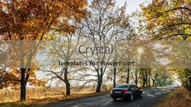  Presentation with road yellow - Theme consisting of beautiful-autumn-landscape background and a coral colored foreground