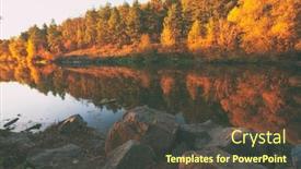  Presentation with forest - PPT layouts with beautiful autumn on the riverside near the forest background and a tawny brown colored foreground