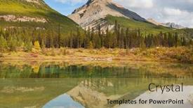  Presentation with fall mountains - Presentation theme with beautiful-autumn-season-in-canadian background and a gold colored foreground