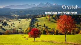  Presentation with trees - Presentation having beautiful-autumn-with-red-trees background and a teal colored foreground