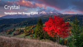  Presentation with trees - Slide set having beautiful-autumn-with-red background and a ocean colored foreground