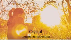  Presentation with nature sun leaves - Beautiful presentation design featuring beautiful autumn yellow sun flare backdrop and a  colored foreground