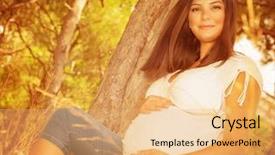  Presentation with maternal - PPT theme consisting of beautiful autumnal park weather changes background and a coral colored foreground