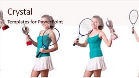  Presentation with tennis - Amazing slide set having beautiful award - pretty tennis player with cup backdrop and a lemonade colored foreground