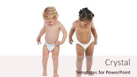  Presentation with babies - Amazing presentation theme having beautiful-babies-in-diaper-standing backdrop and a lemonade colored foreground
