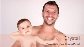  Presentation with baby - Presentation theme having beautiful-baby-and-father-studio background and a  colored foreground