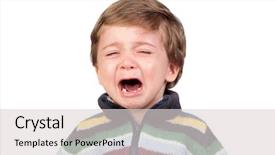  Presentation with baby crying - Audience pleasing PPT theme consisting of beautiful baby crying isolated backdrop and a light gray colored foreground