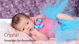  Presentation with baby girl - Presentation theme having beautiful baby girl posing for camera in studio background and a lemonade colored foreground