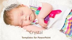  Presentation with crown - Audience pleasing PPT theme consisting of beautiful baby girl wearing a crown on a head sleeping backdrop and a cream colored foreground