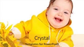  Presentation with sunflowers - Beautiful slides featuring beautiful baby girl in a yellow dress with sunflowers backdrop and a yellow colored foreground