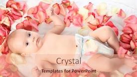  Presentation with baby - Presentation theme featuring beautiful-baby-in-a-rose background and a coral colored foreground