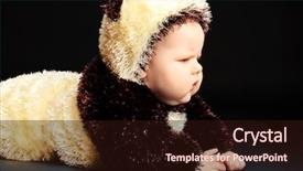  Presentation with costume - PPT layouts enhanced with beautiful baby in panda costume background and a wine colored foreground