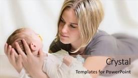  Presentation with mother baby - Beautiful presentation theme featuring beautiful baby of three months backdrop and a coral colored foreground