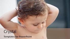  Presentation with medical evaluation of 5 years old boy - Theme featuring beautiful baby one years old outside with wet hair background and a coral colored foreground