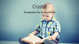  Presentation with baby book - Colorful PPT theme enhanced with beautiful baby with a book backdrop and a light blue colored foreground