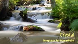  Presentation with forest stream - Audience pleasing theme consisting of beautiful-background-of-flowing-stream backdrop and a violet colored foreground