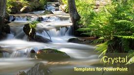  Presentation with forest stream - Amazing PPT theme having beautiful-background-of-flowing-stream backdrop and a tawny brown colored foreground