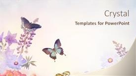  Presentation with butterflies - Beautiful slide deck featuring beautiful-background-with-flowers backdrop and a cream colored foreground
