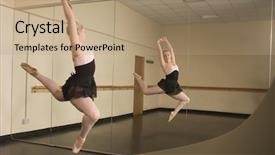  Presentation with ballerina - Beautiful PPT theme featuring young classical ballet dancer side - beautiful ballerina dancing in front backdrop and a coral colored foreground