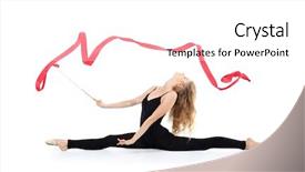  Presentation with ballerina - Beautiful PPT theme featuring beautiful ballerina in black suit sits on twine throwing her head with red ribbon isolated on white background backdrop and a white colored foreground