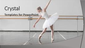  Presentation with ballet - Slide set featuring beautiful ballerina rehearsal in ballet background and a light gray colored foreground