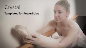  Presentation with ballerina - Theme enhanced with beautiful ballerina warming up with the barre in the dance studio background and a light gray colored foreground