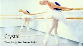  Presentation with dog training class - PPT theme enhanced with beautiful ballet dancer training near background and a  colored foreground