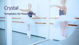  Presentation with ballet - Colorful theme enhanced with beautiful ballet dancer training near the ballet barre in a ballet class backdrop and a sky blue colored foreground