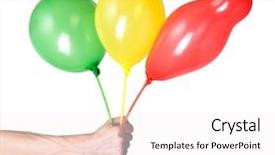  Presentation with balloon - Beautiful PPT theme featuring three colorful balloons ribbons - beautiful balloon isolated on white backdrop and a white colored foreground