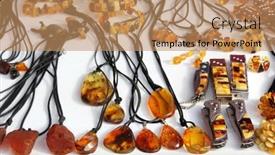  Presentation with knives - PPT theme with beautiful-baltic-amber-jewellery-pendants background and a coral colored foreground
