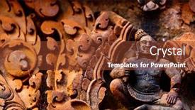  Presentation with archaeological - PPT theme featuring beautiful-banteay-srei-temple-carvings background and a tawny brown colored foreground