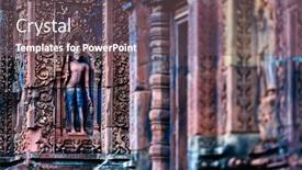  Presentation with archaeological - Amazing presentation design having beautiful banteay srei temple carvings in angkor archaeological area in cambodia backdrop and a violet colored foreground