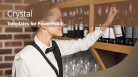  Presentation with bottle red wine - Theme with beautiful-barmaid-taking-red-wine background and a tawny brown colored foreground