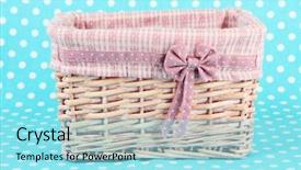  Presentation with baby clothes - Cool new presentation theme with beautiful basket of baby clothes on a blue background backdrop and a arctic colored foreground