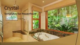  Presentation with tub - Presentation consisting of beautiful bathroom in luxury home background and a gold colored foreground