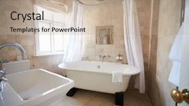  Presentation with free glitter - PPT theme with beautiful bathroom with free standing background and a mint green colored foreground