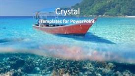  Presentation with coral reef - Presentation theme enhanced with beautiful beach and motor boat background and a teal colored foreground