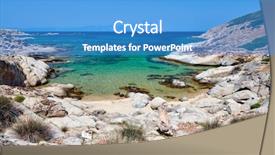  Presentation with beautiful spanish landscape costa blanca - Presentation design featuring beautiful beach and rocky coastline background and a teal colored foreground