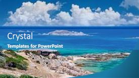  Presentation with rocky - Cool new presentation theme with beautiful-beach-and-rocky-coastline backdrop and a teal colored foreground